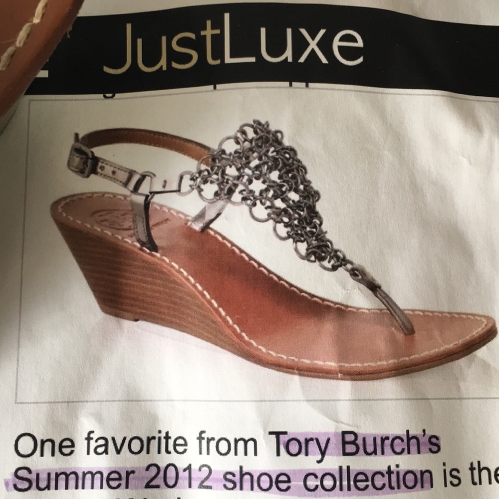 Tory Burch worn once Deena chainmail wedge size 9